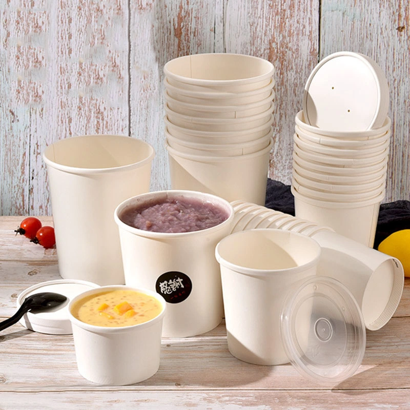 Custom Disposable Food Packing Container Kraft Paper Soup Cup Bowl