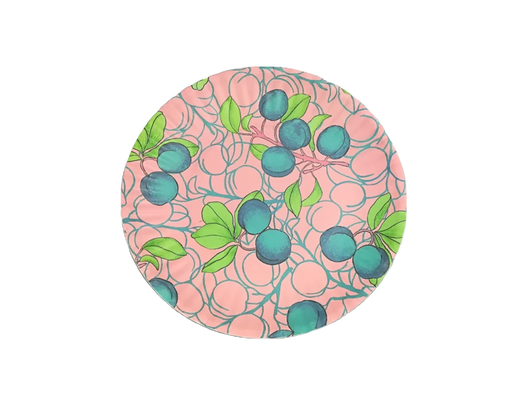 Biodegradation Certifications Available Melamine Christmas Plate Reusable New Shape Hot Sales Round Lunchware Plate