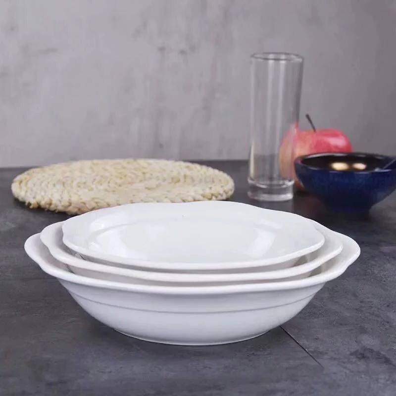 Wholesale Hotel White Ceramic Bowl 8", 9", 10inch Wholesale Hotel White Home Tableware Soup Bowl