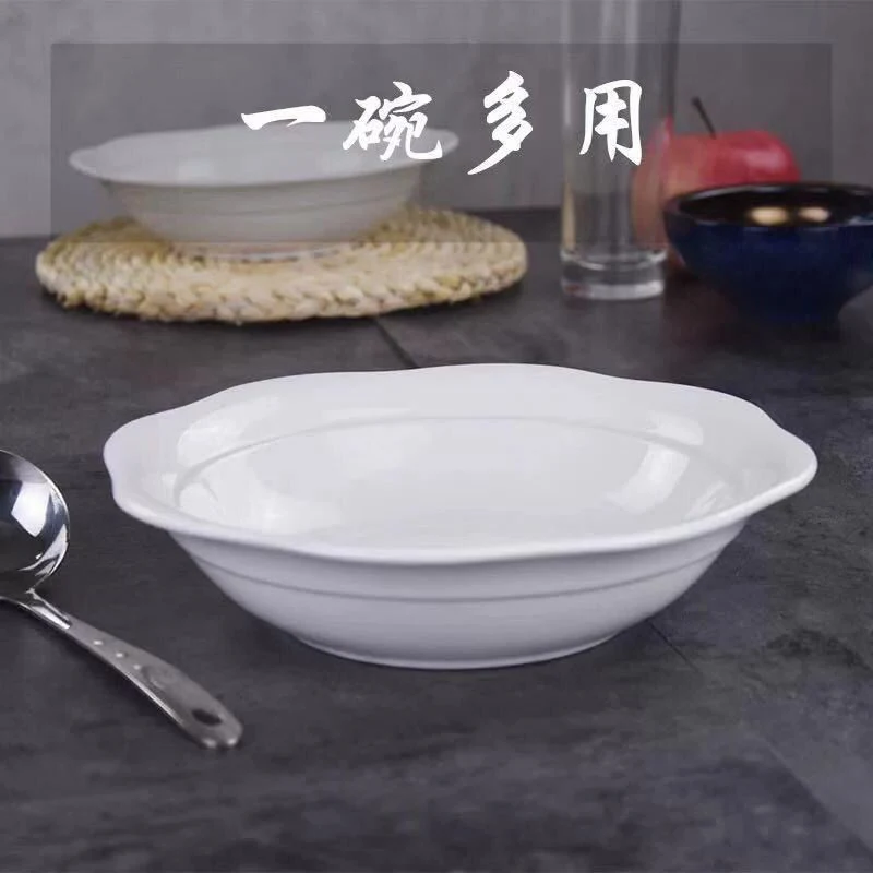 Wholesale Hotel White Ceramic Bowl 8", 9", 10inch Wholesale Hotel White Home Tableware Soup Bowl