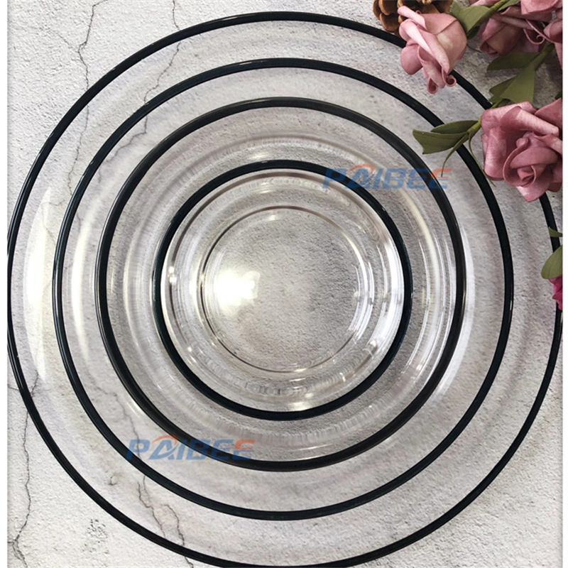 Glass Dinnerware Sets Wedding Popular Glass Plate Sets High Transparent Gold Rim Glass Plate