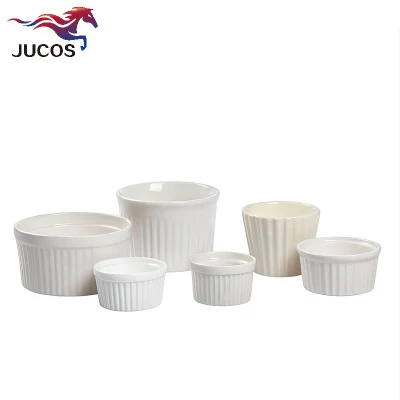 Cuenco de ramekin de cerámica con tamaño personalizado Forma Color Diseños Logo Homeware Vajilla Cuenco para hornear