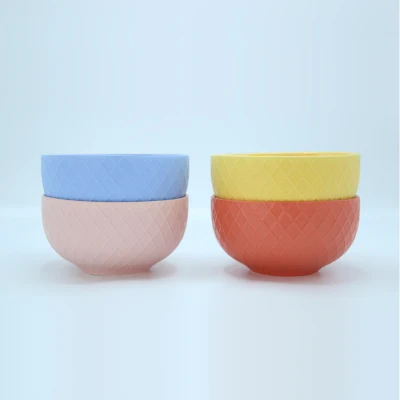 Cuenco de cerámica colorido de porcelana para microondas y lavavajillas, postre, sopa de cereales, con logotipo personalizado