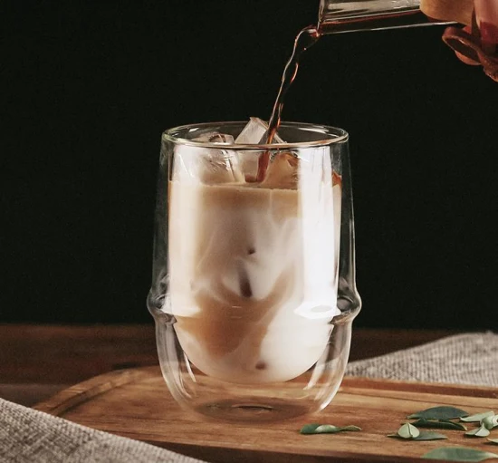 Juego de tazas de vidrio de café de borosilicato con aislamiento de doble pared hecho a mano para bebidas de té Espresso